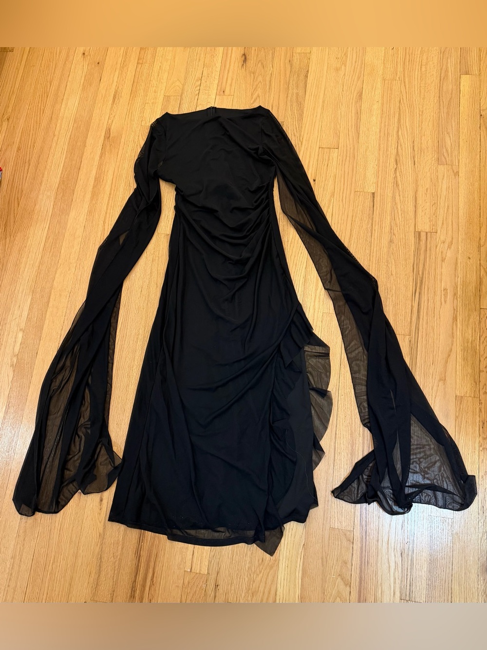 Black Cape Tulle Sleeveless Dress